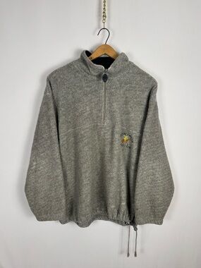 Vintage 90s Beverly Hills Polo Club Heather Gray Half-Zip Fleece Sweater